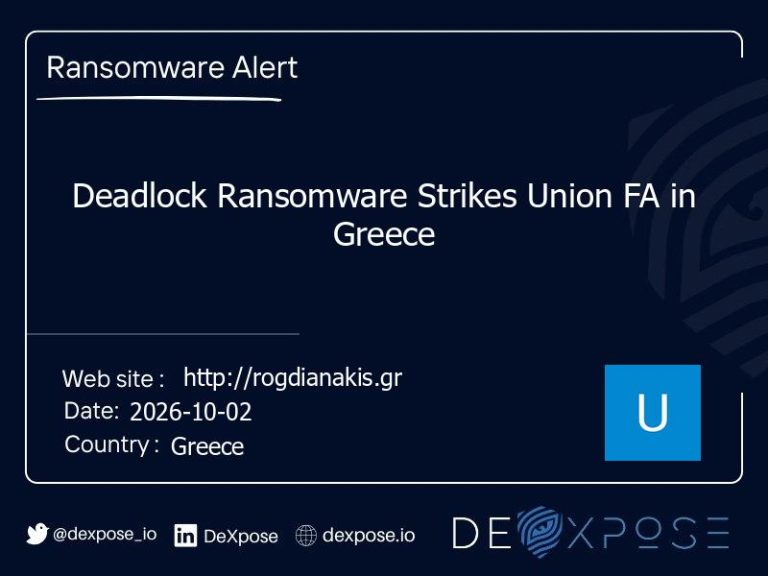 Deadlock Ransomware Strikes Union FA in Greece