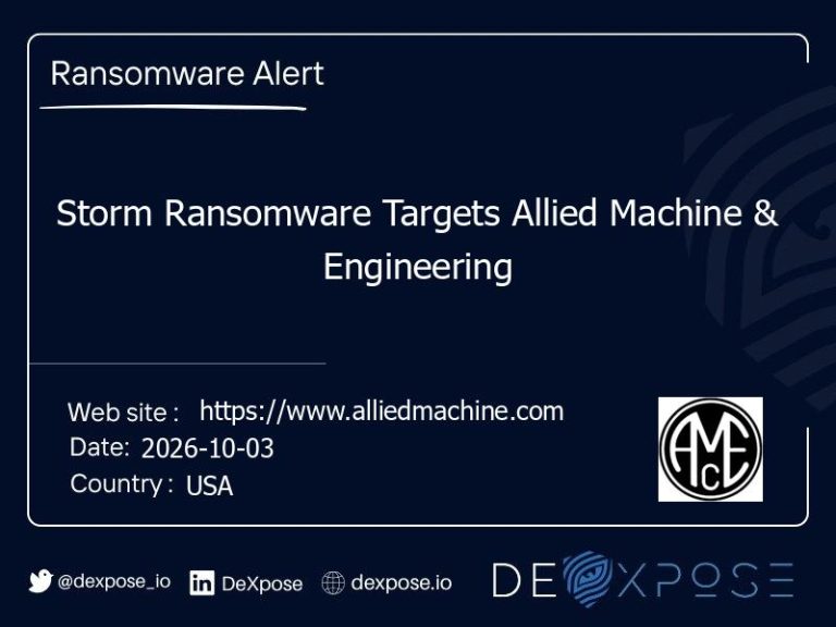 Storm Ransomware Targets Allied Machine & Engineering