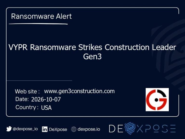VYPR Ransomware Strikes Construction Leader Gen3