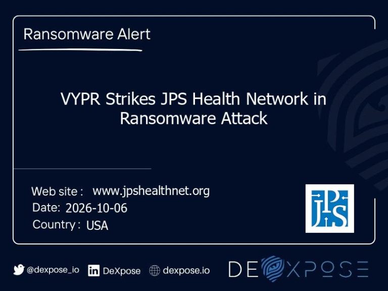 VYPR Strikes JPS Health Network in Ransomware Attack