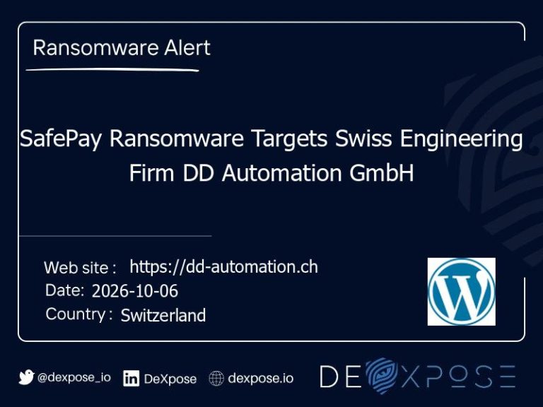 SafePay Ransomware Targets Swiss Engineering Firm DD Automation GmbH