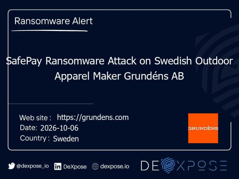 SafePay Ransomware Attack on Swedish Outdoor Apparel Maker Grundéns AB