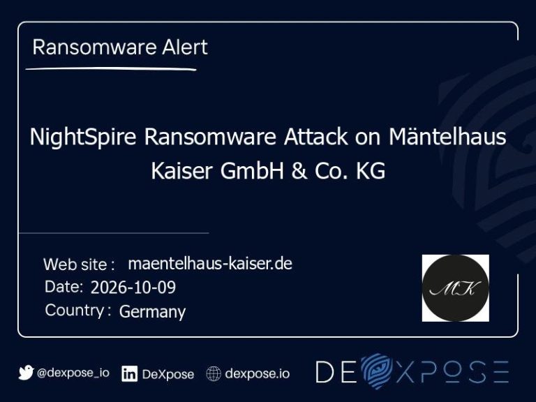 NightSpire Ransomware Attack on Mäntelhaus Kaiser GmbH & Co. KG
