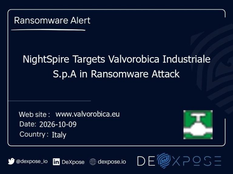 NightSpire Targets Valvorobica Industriale S.p.A in Ransomware Attack