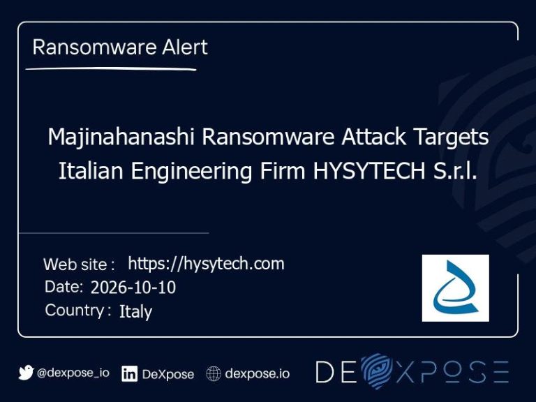 Majinahanashi Ransomware Attack Targets Italian Engineering Firm HYSYTECH S.r.l.