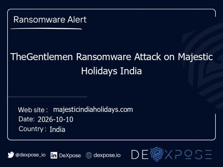 TheGentlemen Ransomware Attack on Majestic Holidays India