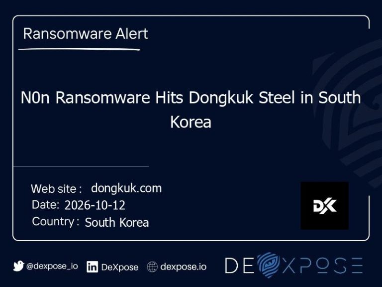 N0n Ransomware Hits Dongkuk Steel in South Korea