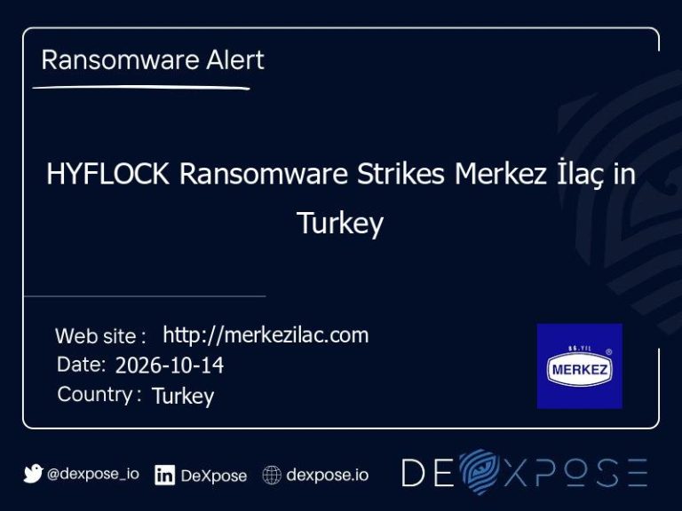 HYFLOCK Ransomware Strikes Merkez İlaç in Turkey