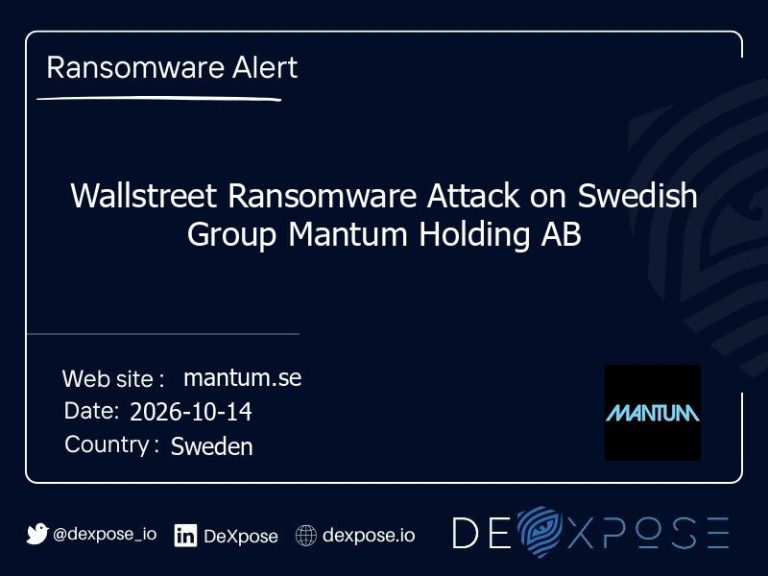 Wallstreet Ransomware Attack on Swedish Group Mantum Holding AB