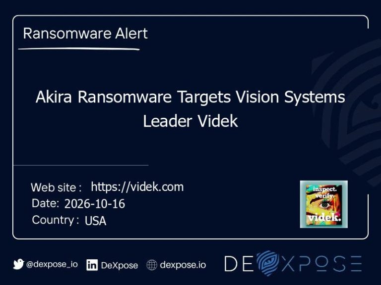 Akira Ransomware Targets Vision Systems Leader Videk
