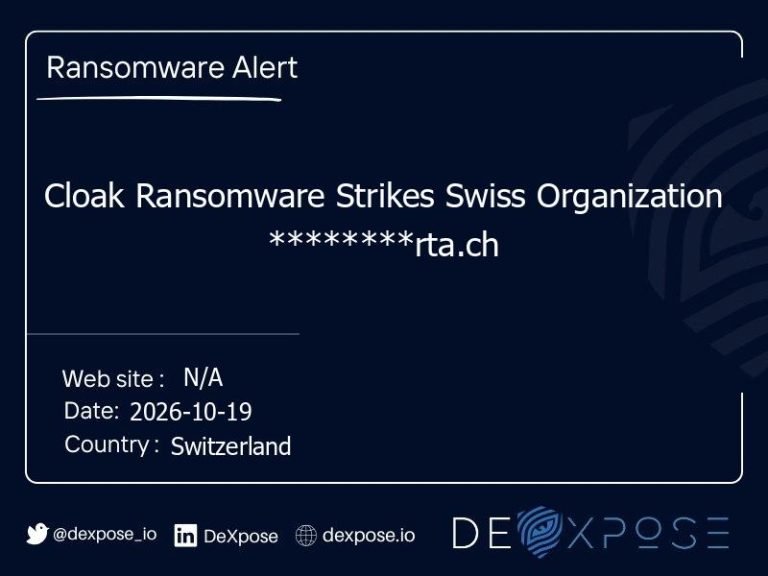 Cloak Ransomware Strikes Swiss Organization ********rta.ch