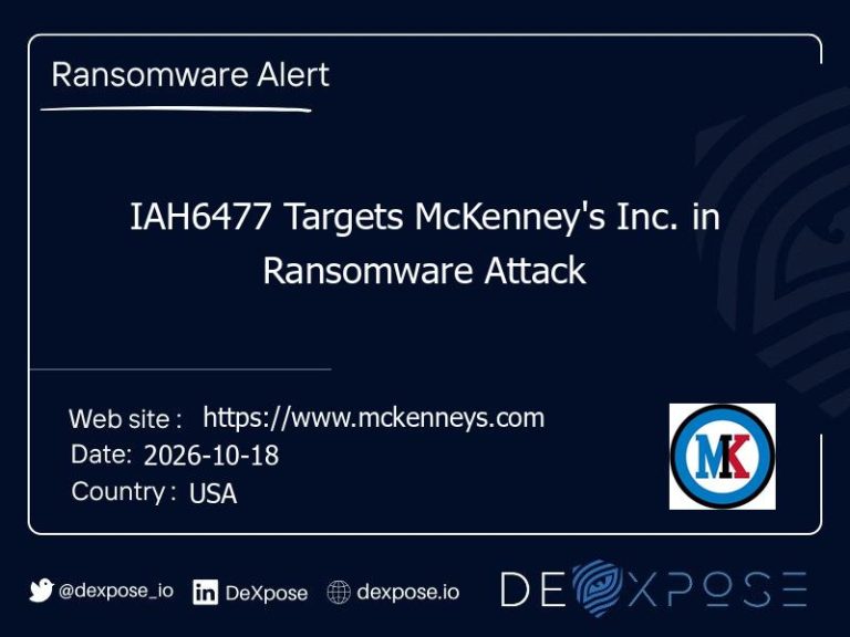IAH6477 Targets McKenney's Inc. in Ransomware Attack