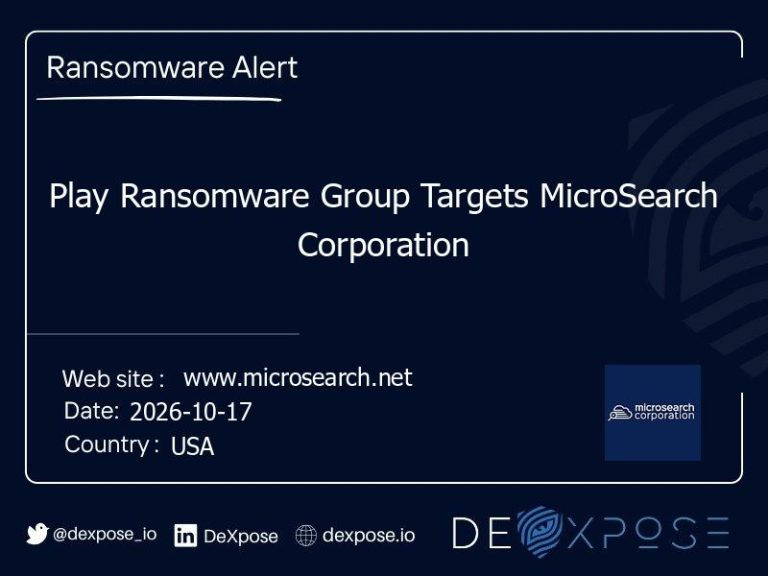 Play Ransomware Group Targets MicroSearch Corporation