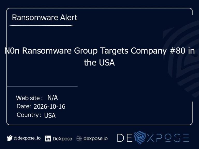 N0n Ransomware Group Targets Company #80 in the USA