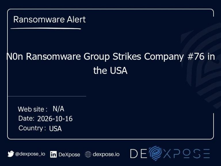 N0n Ransomware Group Strikes Company #76 in the USA