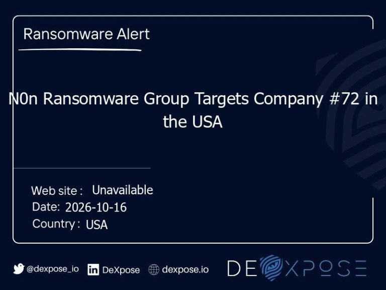 N0n Ransomware Group Targets Company #72 in the USA