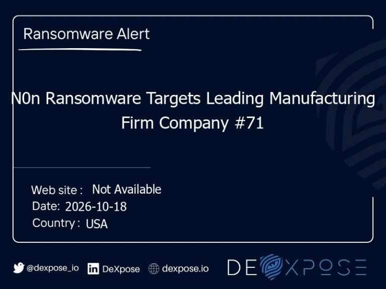 N0n Ransomware Targets Leading Manufacturing Firm Company #71