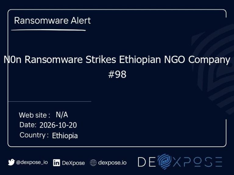 N0n Ransomware Strikes Ethiopian NGO Company #98