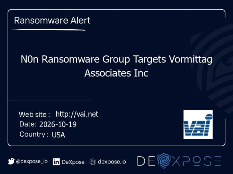N0n Ransomware Group Targets Vormittag Associates Inc
