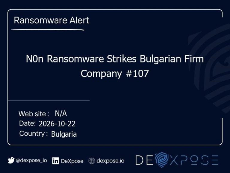 N0n Ransomware Strikes Bulgarian Firm Company #107