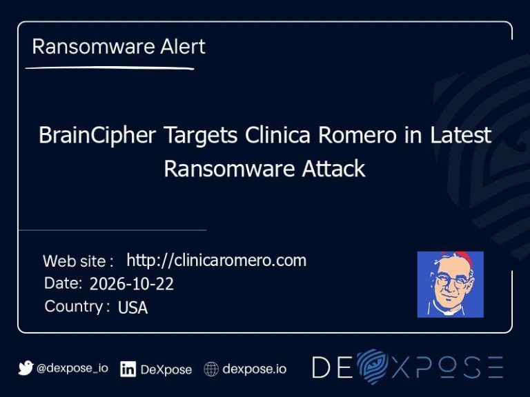 BrainCipher Targets Clinica Romero in Latest Ransomware Attack