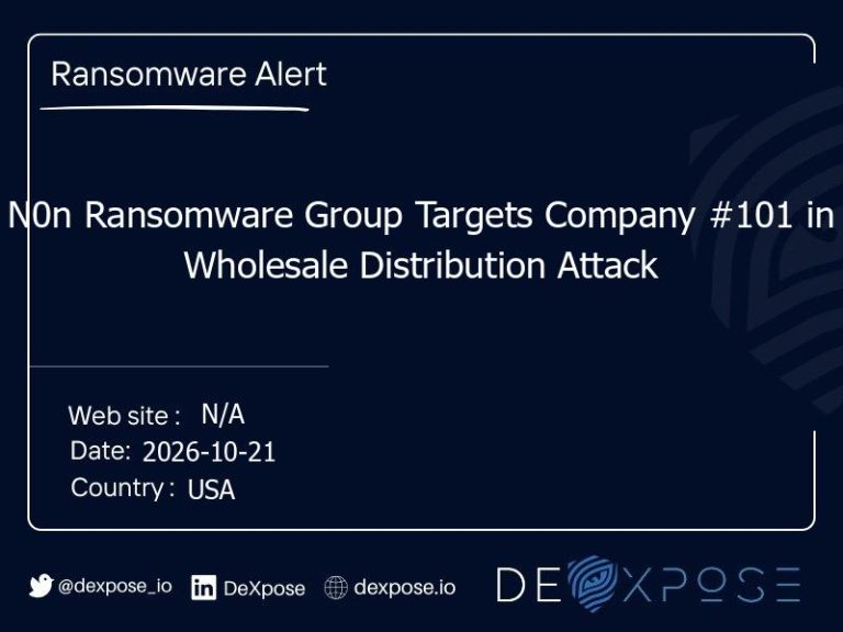 N0n Ransomware Group Targets Company #101 in Wholesale Distribution Attack