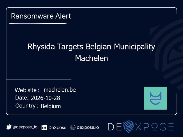 Rhysida Targets Belgian Municipality Machelen