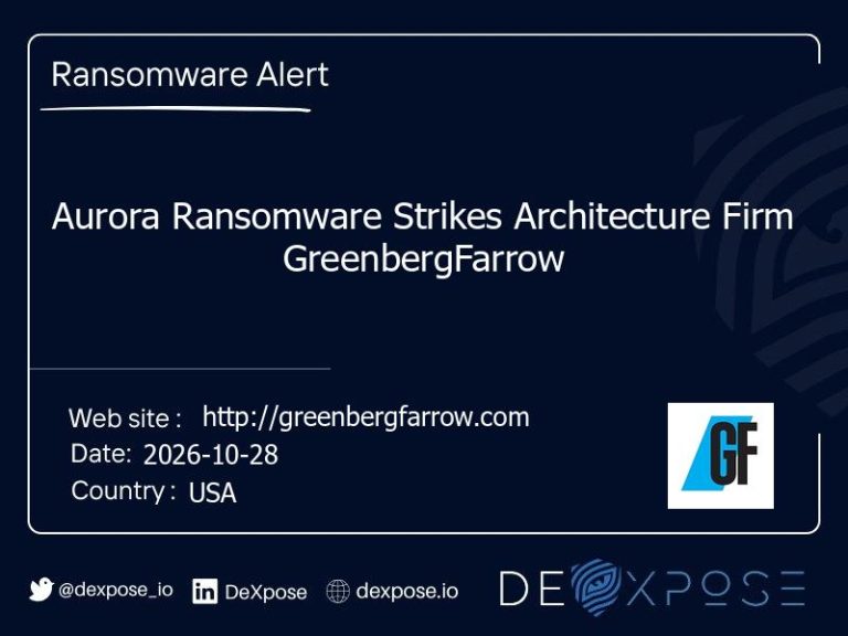 Aurora Ransomware Strikes Architecture Firm GreenbergFarrow